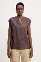 Δερμάτινη μπλούζα BOSS Suna casual καφέ 50556245