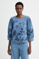 MUNTHE bluzka bawełniana BRAMBLE wzorzyste niebieski 261103426113