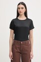 Haveone t-shirt basic damski z wiskozy czarny CWG.Q005