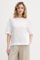 Sisley μπλούζα γυναικεία λινή λευκό 51G1LQ0AT