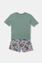 United Colors of Benetton piżama dwuczęściowa dziecięca bawełniana 30960P09V.G.Stagionale zielony SS26