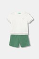 United Colors of Benetton piżama dwuczęściowa dziecięca bawełniana biały 30960P09Y.G.Stagionale