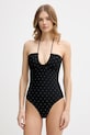 Karl Lagerfeld jednoczęściowy strój kąpielowy IKON RHINESTONE bez fiszbinów czarny B1W46054