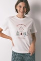 women'secret t-shirt piżamowy bawełniany nadruk beżowy 3272327