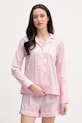 Lauren Ralph Lauren πιζάμες δύο τεμαχίων γυναικείες βαμβακερές ροζ ILN12507