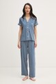 Lauren Ralph Lauren dvoudílné pyžamo dámské s bavlnou námořnická modř ILN72519