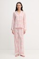 Lauren Ralph Lauren dvoudílné pyžamo dámské s bavlnou růžová ILN92512