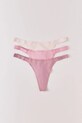 women'secret stringi 3-pack dzianina różowy 4933612