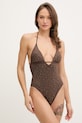 Guess jednoczęściowy strój kąpielowy IVY bez fiszbinów brązowy E6GJ36.MC040