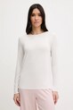 United Colors of Benetton longsleeve piżamowy z domieszką lnu dzianina beżowy 3UEV3M08D