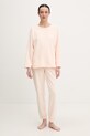United Colors of Benetton longsleeve piżamowy damski z bawełną 3WNW3M08G pomarańczowy SS26