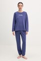 United Colors of Benetton longsleeve piżamowy damski z bawełną 3WNW3M08G granatowy SS26