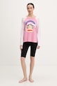 United Colors of Benetton pyžamové tričko s dlhým rukávom dámske s viskózou 3Y5E3M08J ružová SS26