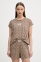 Fila piżama dwuczęściowa damska bawełniana z elastanem brązowy FPS4233