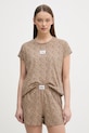 Fila piżama dwuczęściowa damska bawełniana z elastanem brązowy FPS4233