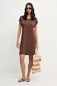 Liu Jo sukienka letnia z wiskozą VA6159.J3888 brązowy SS26