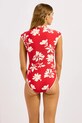 Seafolly jednodílné plavky dámské Cap Sleeve Zip Front 60290.299 červená SS26