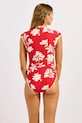 Seafolly jednodílné plavky dámské Cap Sleeve Zip Front 60290.299 červená SS26