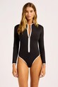 Seafolly jednodílné plavky dámské LongSleeve Zip Front černá 11193.942