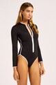 Seafolly jednodílné plavky dámské LongSleeve Zip Front 11193.942 černá