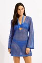 Seafolly plážové šaty dámské Mesh Effect Cover Up modrá 55190.CU