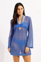 Seafolly plážové šaty dámské Mesh Effect Cover Up modrá 55190.CU