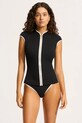 Seafolly jednodílné plavky dámské Cap Sleeve Sunvest černá 60303.072