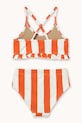 Dziewczynka Tinycottons dwuczęściowy strój kąpielowy dziecięcy RED STRIPES SWIM SET SS26.439 pomarańczowy