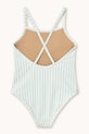 Tinycottons jednoczęściowy strój kąpielowy dziecięcy CYAN FINE STRIPES SWIMSUIT SS26.447 biały SS26