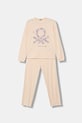 United Colors of Benetton piżama dwuczęściowa dziecięca bawełniana beżowy 30960P09U.G.G.Stagional