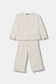 United Colors of Benetton piżama dwuczęściowa dziecięca bawełniana beżowy 3OJC0P0A0.G.Stagionale