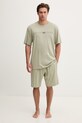 Emporio Armani Underwear pijama din două piese pentru bărbați, din bumbac cu elastan verde EM000400.AF18890