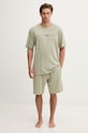 Emporio Armani Underwear pijama din două piese pentru bărbați, din bumbac cu elastan verde EM000400.AF18890