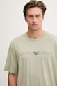 Emporio Armani Underwear pijama din două piese pentru bărbați, din bumbac cu elastan verde EM000400.AF18890