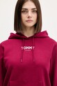 Βαμβακερή μπλούζα Tommy Jeans μπορντό DW0DW21921