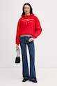 Tommy Hilfiger mikina s kapucňou dámska s bavlnou WW0WW47832 červená SS26