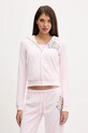 Juicy Couture bluza welurowa Wrap You Up z kapturem różowy JCNAS126451