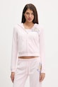 Juicy Couture bluza welurowa Wrap You Up z kapturem różowy JCNAS126451