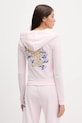 Odzież Juicy Couture bluza welurowa Wrap You Up JCNAS126451 różowy