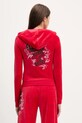 Odzież Juicy Couture bluza welurowa Wrap You Up JCNAS126451 czerwony