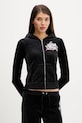 Juicy Couture bluza welurowa Wrap You Up z kapturem czarny JCNAS126451