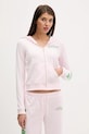 Juicy Couture bluza welurowa Angel z kapturem różowy JCNAS126455