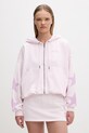 Guess Jeans bluza rozpinana z kapturem damska bawełniana różowy W6GQ06.K68I4