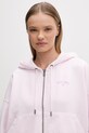 Guess Jeans bluza rozpinana z kapturem damska bawełniana różowy W6GQ06.K68I4
