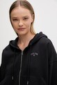 Guess Jeans bluza rozpinana z kapturem damska bawełniana czarny W6GQ06.K68I4