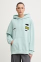 MM6 Maison Margiela bluza bawełniana z kapturem turkusowy S52GU0255.M25025.544