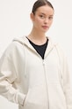 Calvin Klein Jeans mikina na zips s kapucňou dámska bavlnená béžová LV047F205G