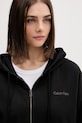 Calvin Klein Underwear felpa con cerniera e cappuccio da donna in cotone nero LV00QS7599