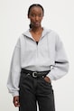 HUGO Blue μπλούζα με κουκούλα και κουμπιά Γυναικεία βαμβακερή Dolpie_B γκρί 50563749