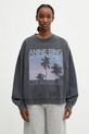 Anine Bing MILES SWEATSHIRT PALMS - WASHED GREY суичър от памук дамски сив A.08.12381.WHG1